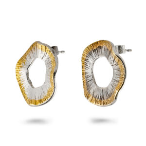 Textured Sunray Gold and Silver Earrings